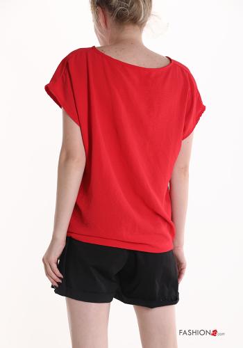Blouse manches courtes à col en V à noeud à boutons - ph 2