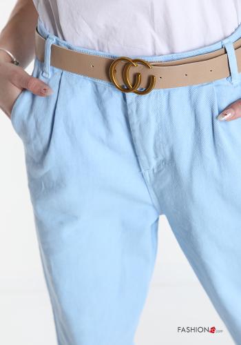 Hose aus Baumwolle mit Gürtel mit Taschen - ph 4