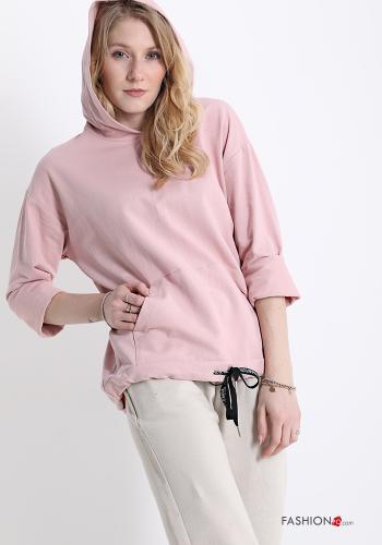 Felpa in Cotone  con tasche con cappuccio - ph 1