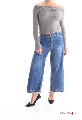 Maglione in Misto Cashmere costine maniche lunghe scollo alla bardot - ph 5