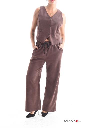 sleeveless Co-ord with buttons with v-neck with pockets