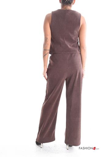 sleeveless Co-ord with buttons with v-neck with pockets - ph 2