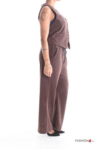 sleeveless Co-ord with buttons with v-neck with pockets - ph 3