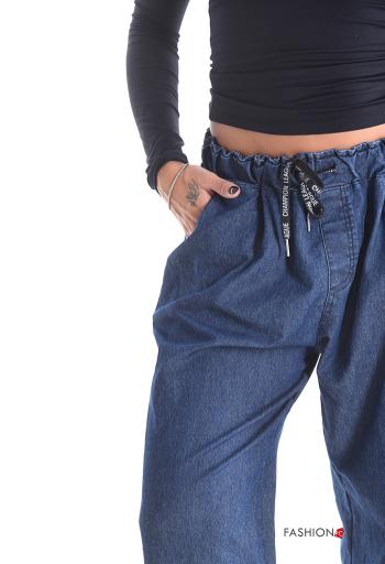 Hose aus Baumwolle mit Taschen mit gummizug - ph 4
