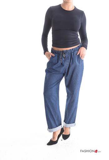 Hose aus Baumwolle mit Taschen mit gummizug - ph 5