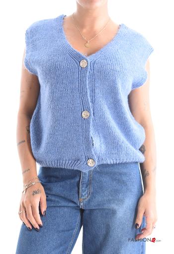 ärmellos Strickjacke mit Knöpfen mit V-Ausschnitt