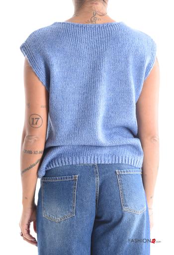 ärmellos Strickjacke mit Knöpfen mit V-Ausschnitt - ph 2