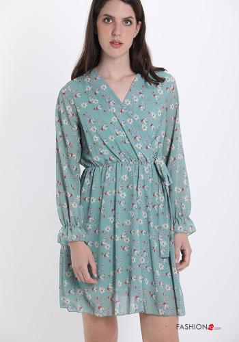 Abito Fantasia floreale con fiocco scollo a V - ph 1