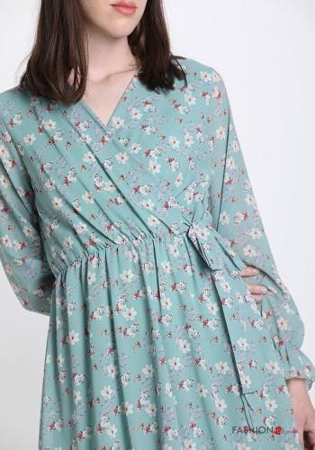 Abito Fantasia floreale con fiocco scollo a V - ph 4