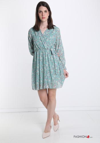 Abito Fantasia floreale con fiocco scollo a V - ph 5