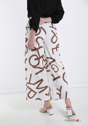 Aufschriftes Muster Hose mit Taschen mit Band - ph 2