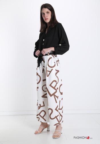 Aufschriftes Muster Hose mit Taschen mit Band - ph 5