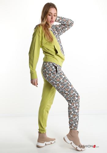 Tuta sportiva in Cotone Fantasia scritta con zip con tasche con cappuccio - ph 3